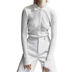 Bardot Ayda Knit Polo Top In Orchid White - XS - NWT